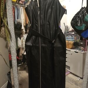 Black Faux Leather Zip-Up Dress (Brand New )